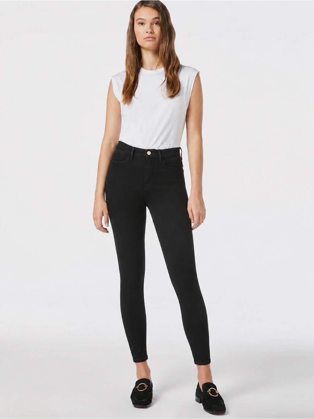 FRAME denim Le High Skinny in black, size 27